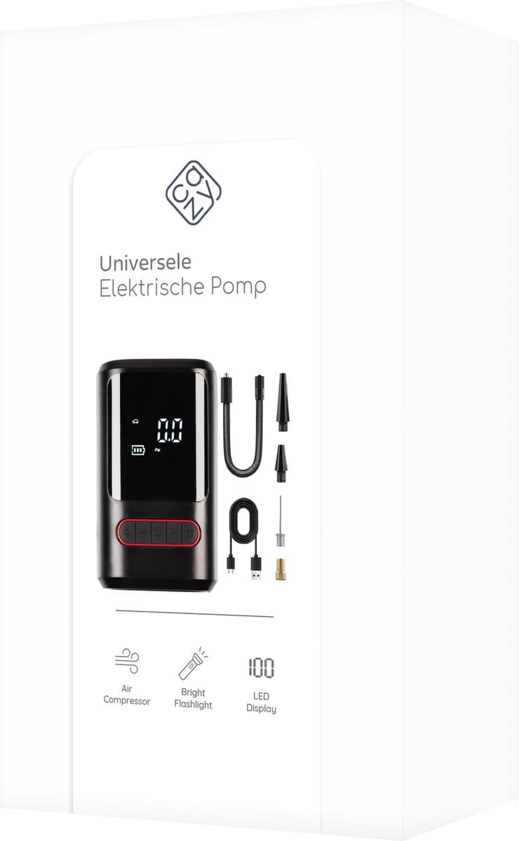 Elektrische fietspomp - Draagbare Compressor - voor fietsbanden en autobanden - Ballenpomp - 2x 2000mAh 50W - LED Display - Zaklamp Functie thumbnail 4