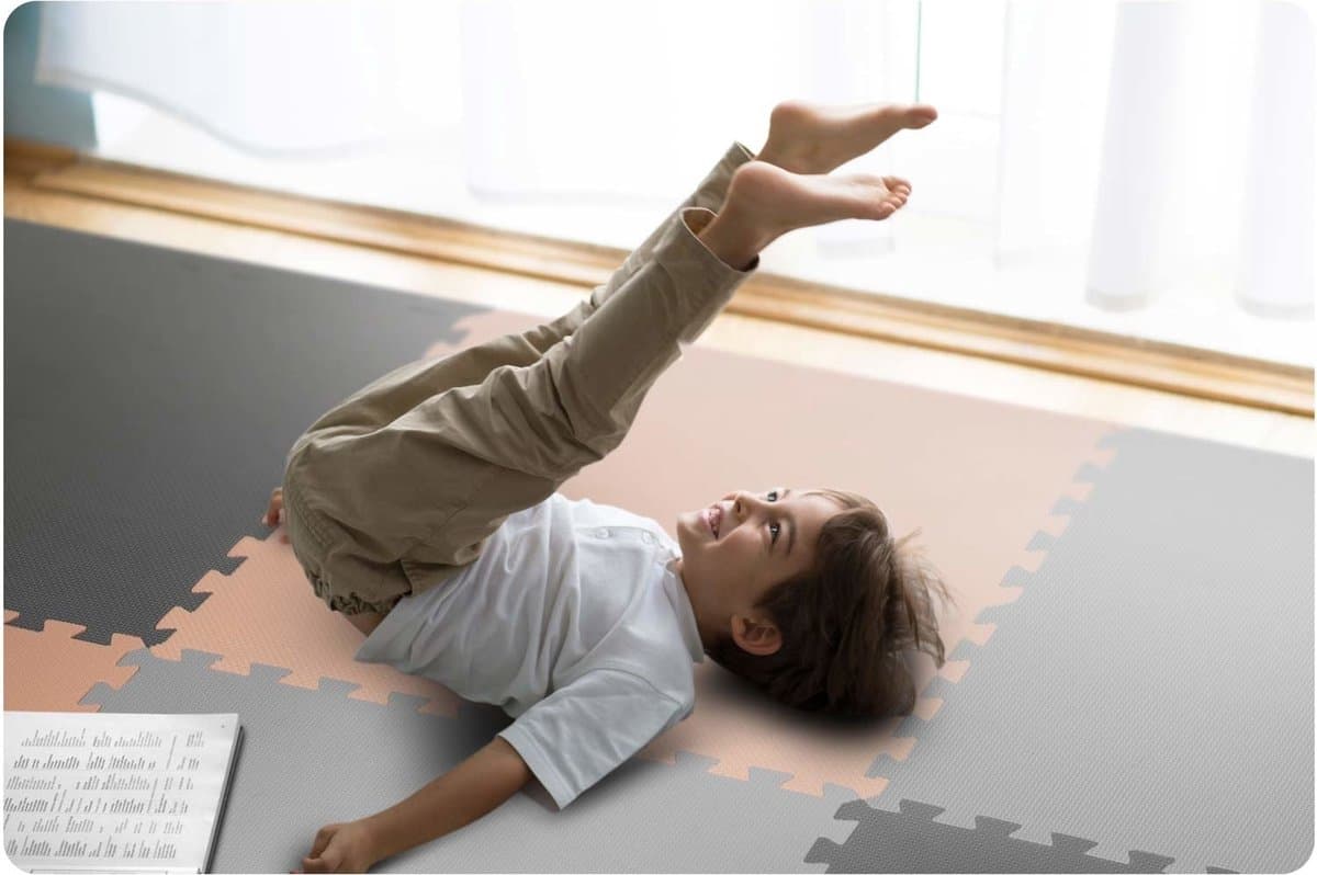Speelmat Puzzelmat Baby - 180x180 cm - Grijs & Perzik - Foam Mat thumbnail 5