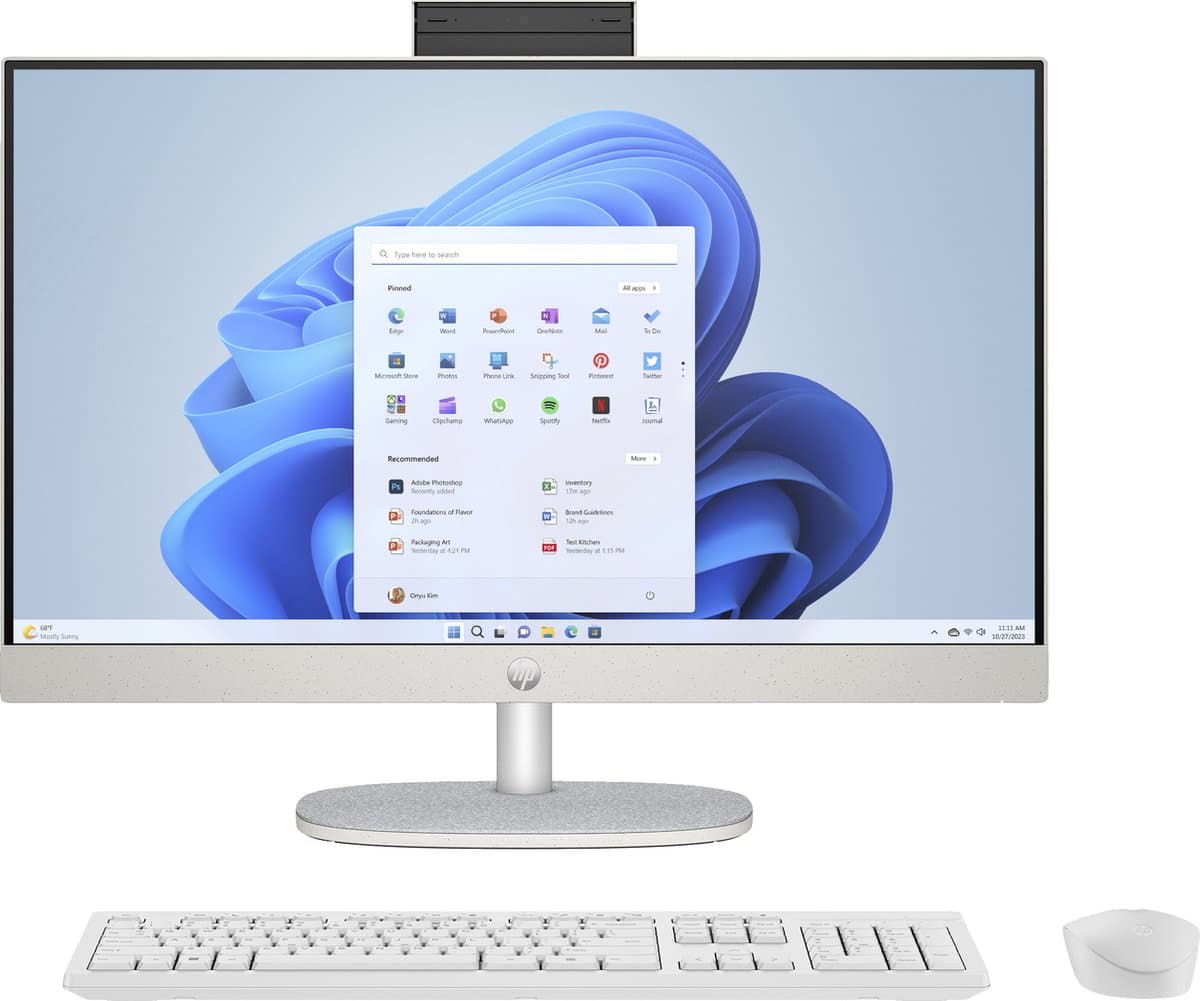 HP 24-cr1055nd Intel Core Ultra 5 125U 60,5 cm (23.8") 1920 x 1080 Pixels Alles-in-één-pc 16 GB DDR5-SDRAM 512 GB SSD Windows 11 Home Wi-Fi 6 (802.11ax) AI PC Wit