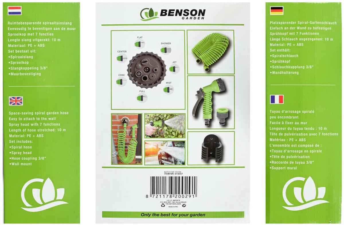 Benson Flexibele/uitrekbare tuinslang - 10 meter - met sproeikop - tuinbewatering thumbnail 3