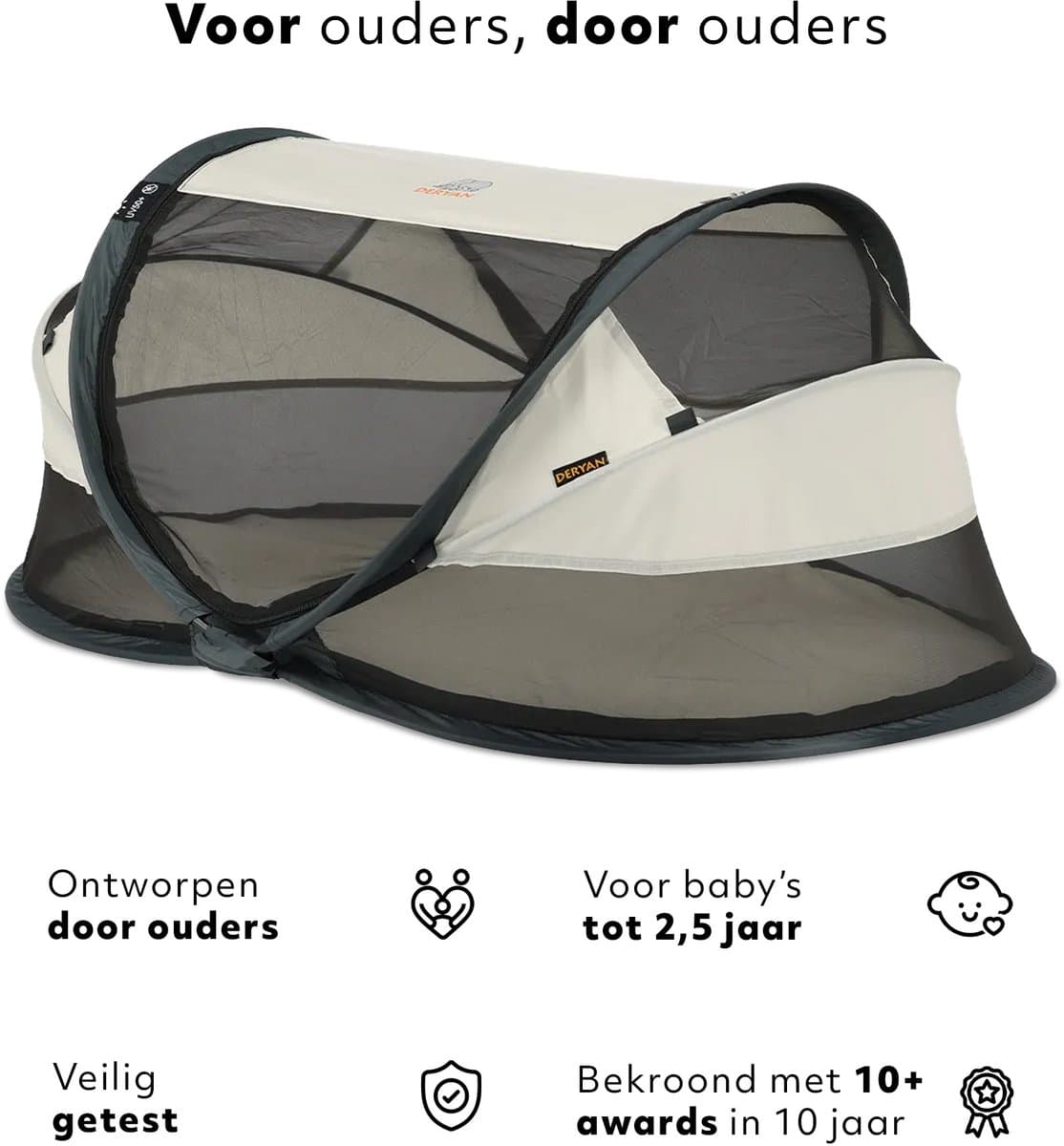 Deryan Baby Luxe Campingbedje – Inclusief zelfopblaasbare matras - Cream thumbnail 2