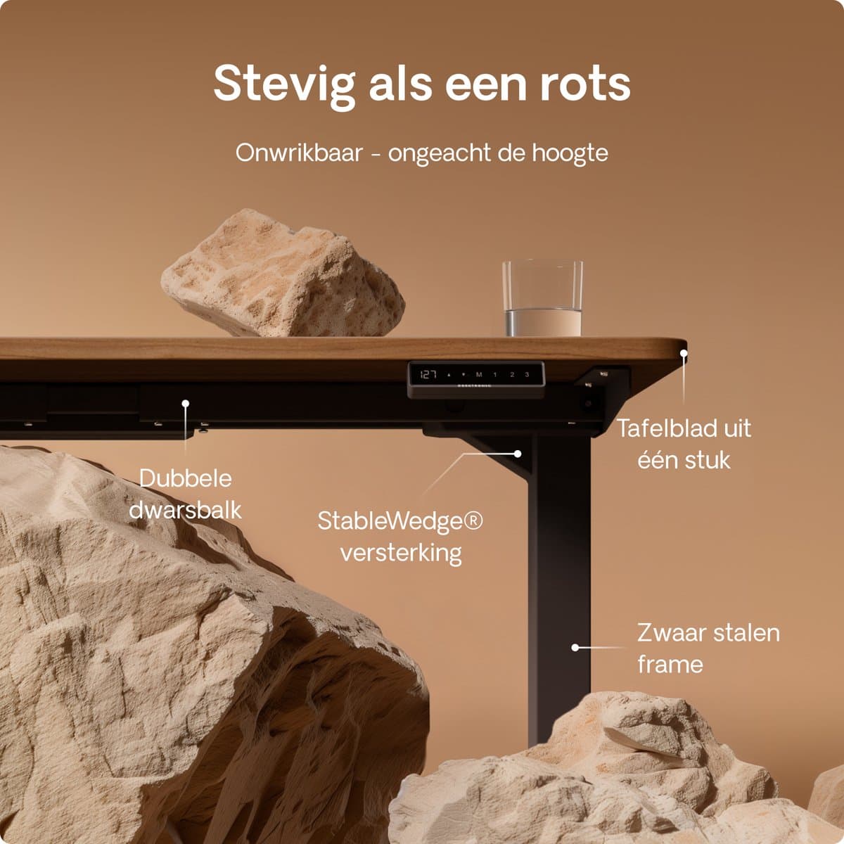 Desktronic HomePro Zit-sta Bureau Elektrisch In Hoogte Verstelbaar, 180x80cm Zwart/Notenhout, Stille Dubbele Motor, Hoogte 62-126cm thumbnail 4