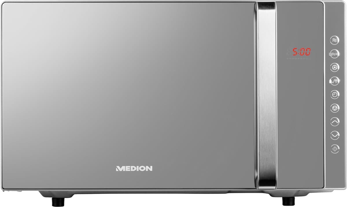 MEDION vrijstaande, 3-in-1 magnetron met grill- en heteluchtfunctie, 800 watt vermogen, 1200 watt bovengrill/heteluchtvermogen, 23L, MD17495, zilver thumbnail 5