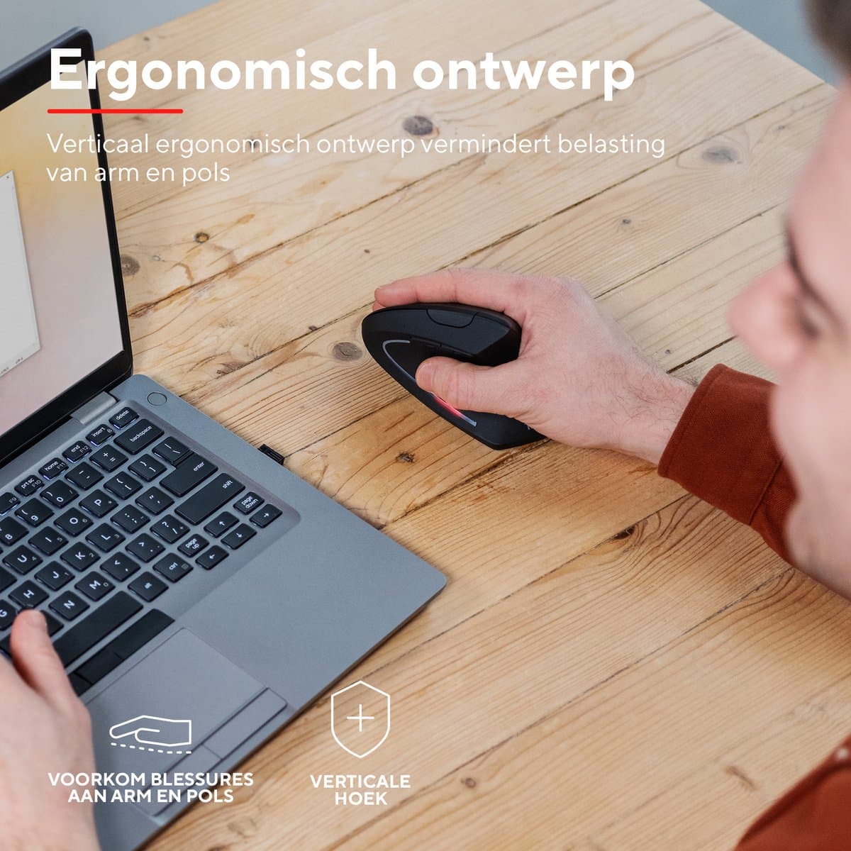 Trust Verto Draadloze Verticale Muis – Ergonomisch 60° ontwerp thumbnail 4