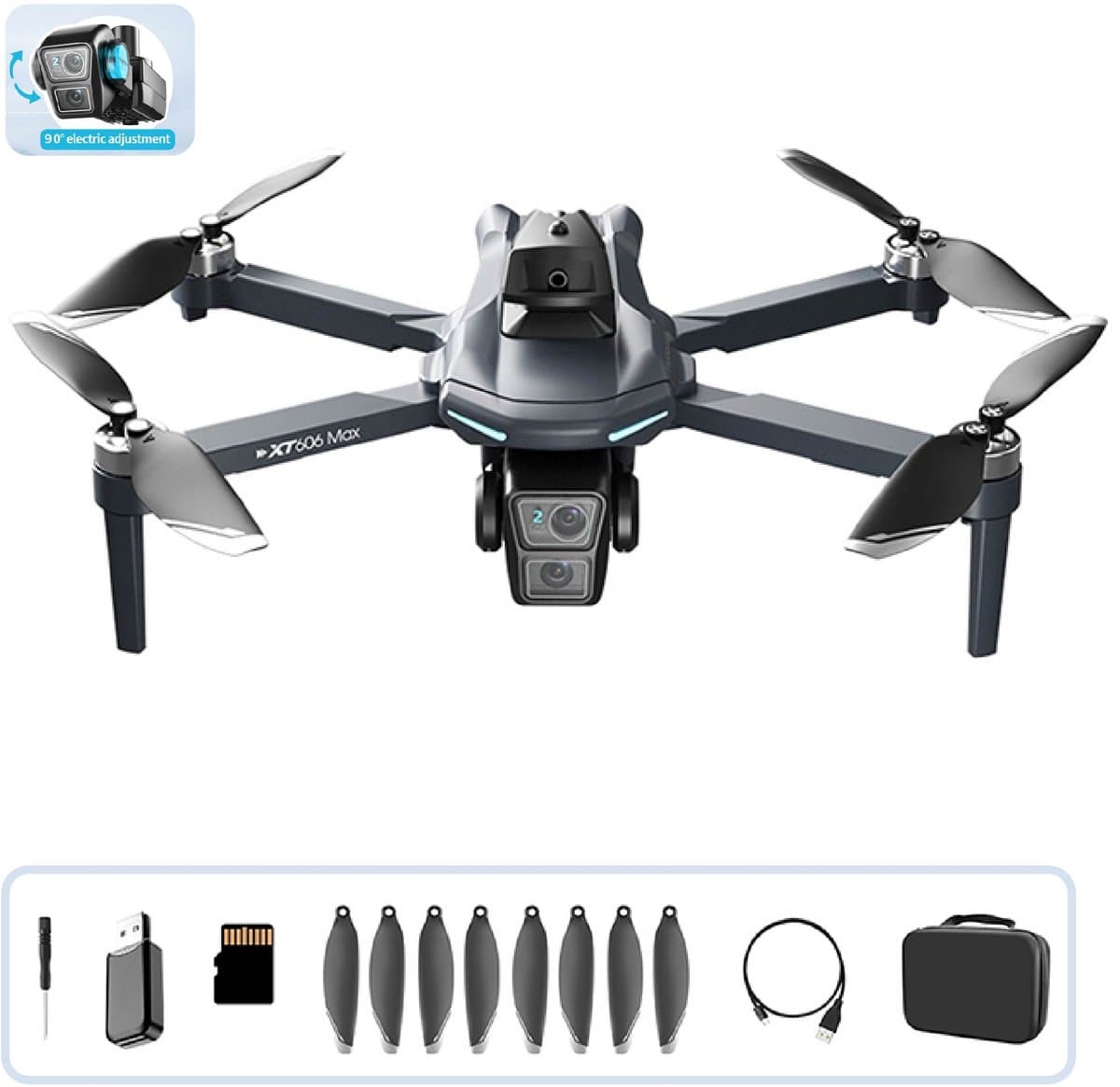 Mijia XT606 Drone 4K GPS HD Dubbele Camera met Gimbal, 360° Obstakelvermijding en 5.6" Scherm thumbnail 2