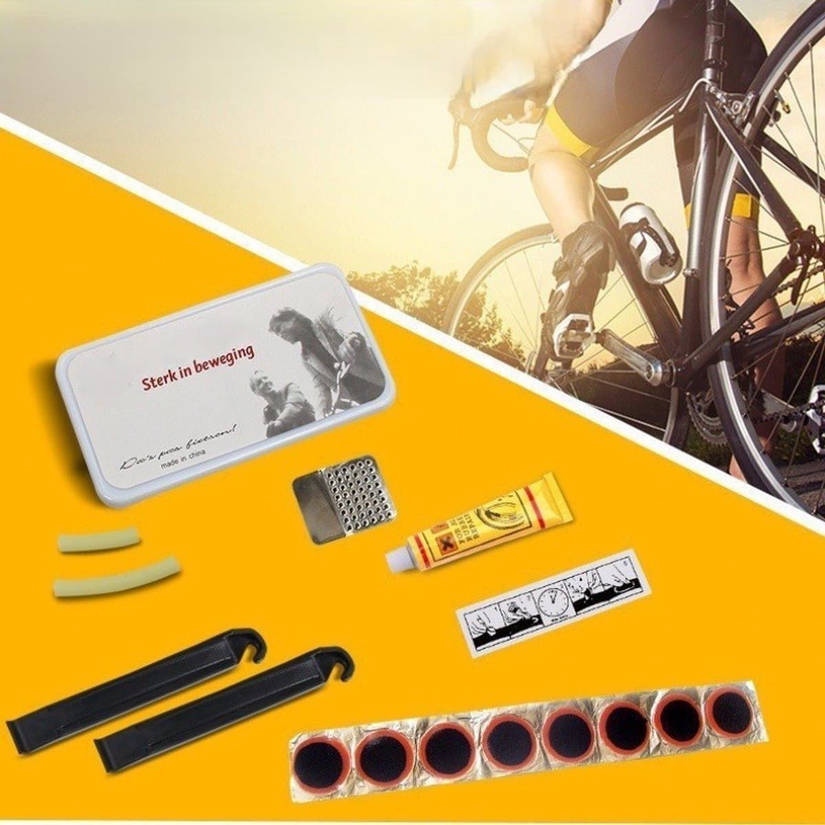 Fiets Reparatieset - Bandenplak set - Banden Plak Set Fiets - Multitool Fiets Gereedschap – Bandenreparatie - Reparatiedoos – Onderweg - LOUZIR thumbnail 6