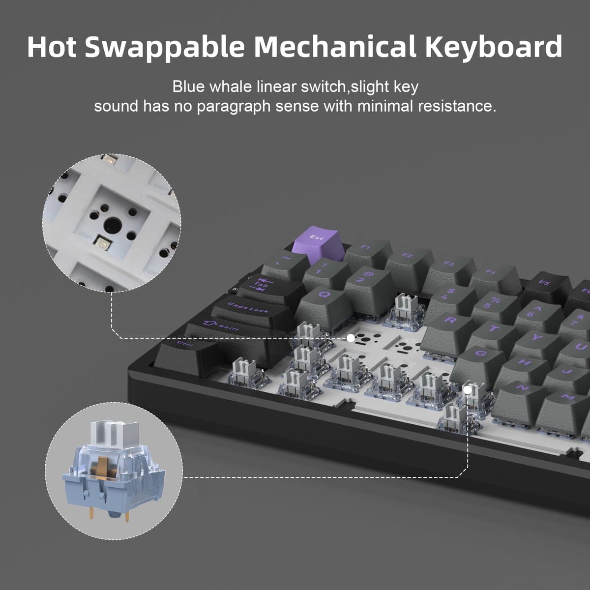 MageGee Light100 - Mechanisch Gaming Toetsenbord - Gaming Keyboard - Draadloos - RGB thumbnail 6