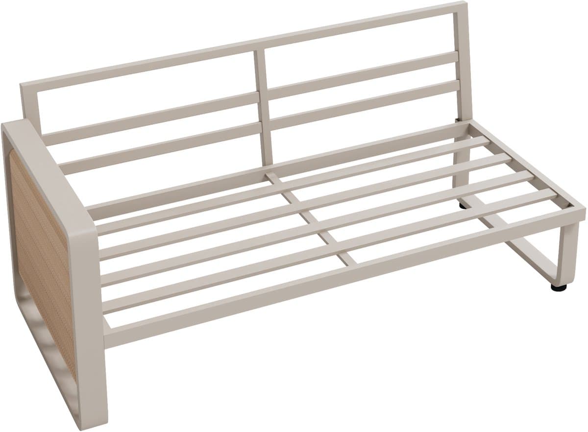 Sweiko Tuinset - Loungeset - Hoekbank + 2 hocker + Salontafel - Modulair meubilair - Met kussens - Metalen frame - Beige thumbnail 2