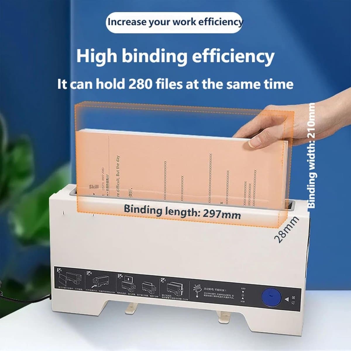 Thermische Bindmachine - Boekbinder Elektrisch - Documenten Binden - Hoge Capaciteit 280 Vellen - 50 mm Dikte - Zwart thumbnail 4