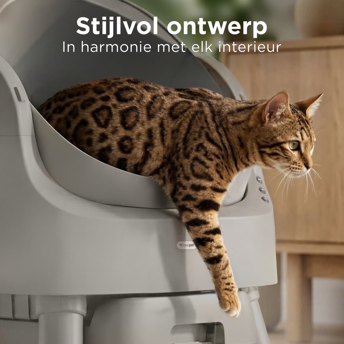 TrevoPet® Automatische Kattenbak - Zelfreinigend & Veilig - Voor Katten tot 12KG - Incl. Mat, 60 Afvalzakjes & Accessoires - 10L Afvalbak - Grijs thumbnail 6