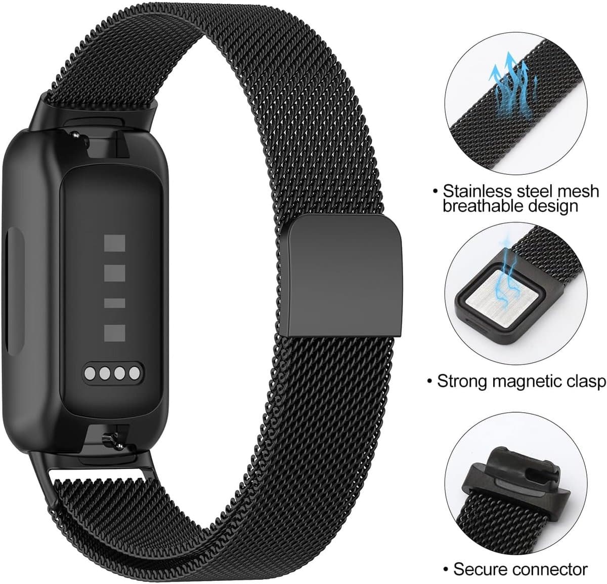 Fitbit Inspire 3 Band - Horlogeband Metaal - Fitness Tracker - Magnetische Lus - 135-215mm Pols - Zilver thumbnail 7