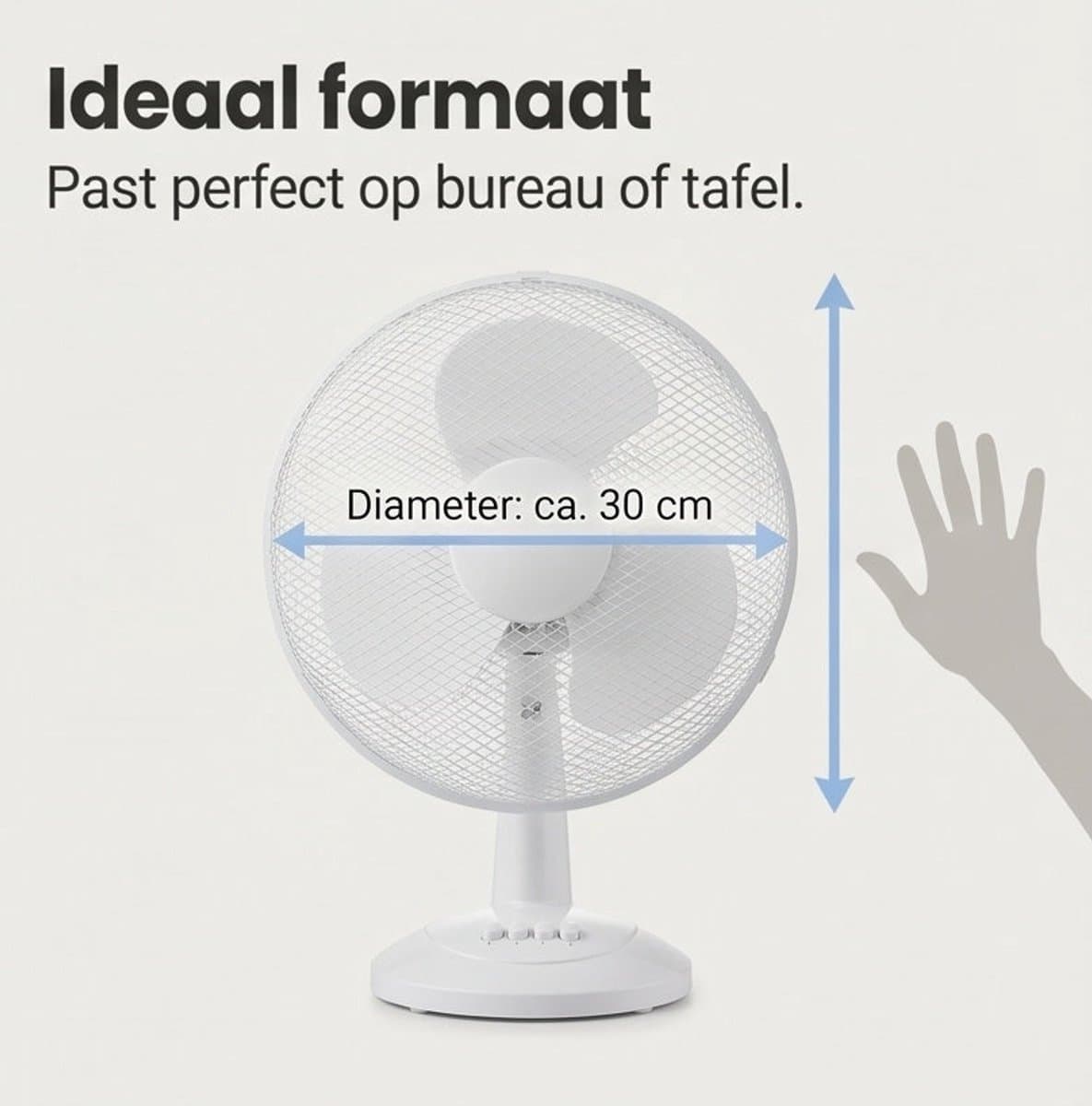 Cheqo® Tafelventilator - Ventilator - Bureauventilator - Fan - Tafel Ventilator - 3 Snelheden - Kantelbaar - Staande Ventilator - Wit - voor Verkoeling - Stille Ventilator - voor op Kantoor - voor Thuis - voor Slaapkamer - Tafelmodel thumbnail 8