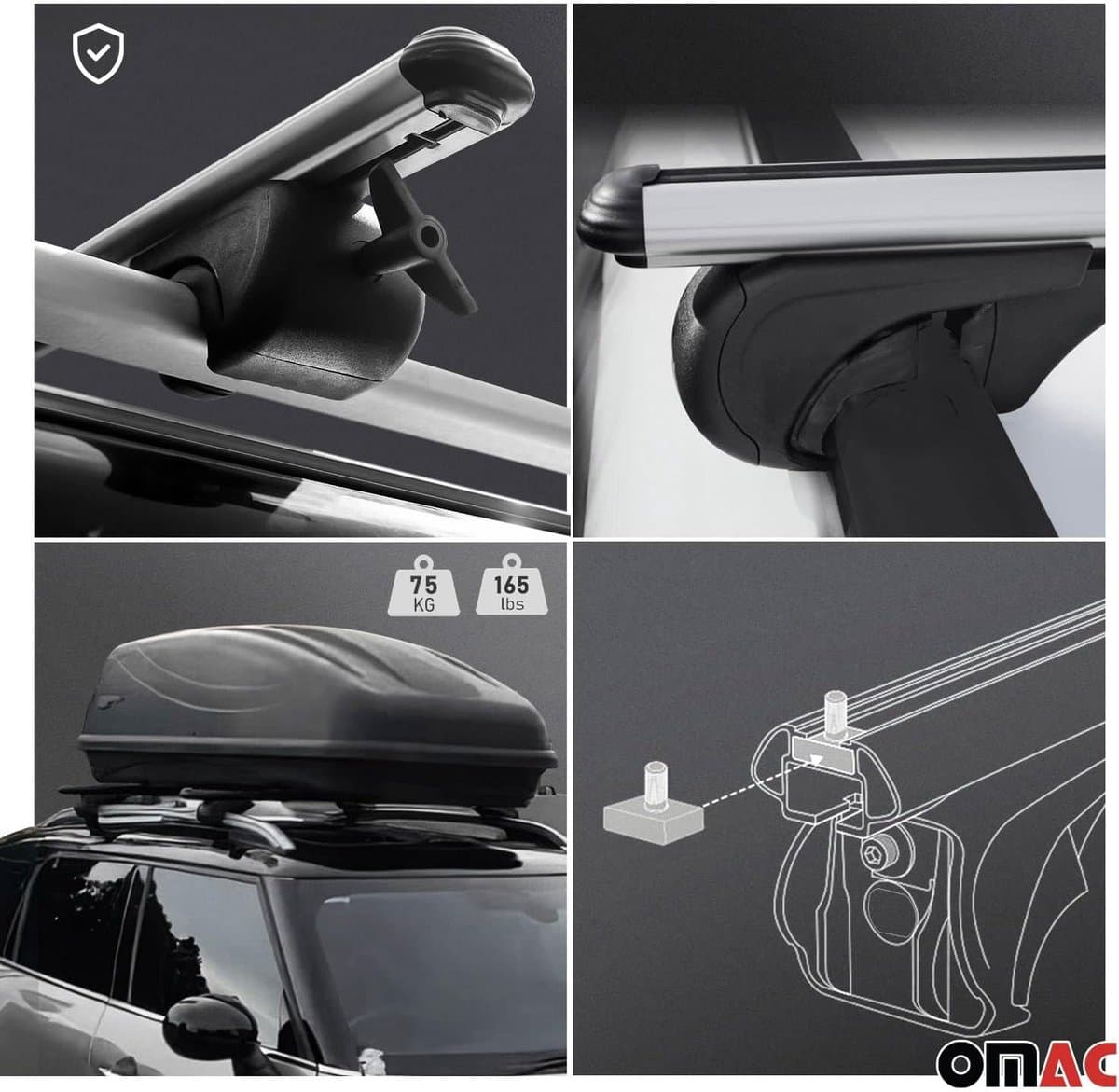 Dakdragers Set - Bagagedragers Auto - Transport Fietsen Kajak - Aerodynamisch Aluminium Ontwerp - 120 cm Lengte - Grijs thumbnail 5