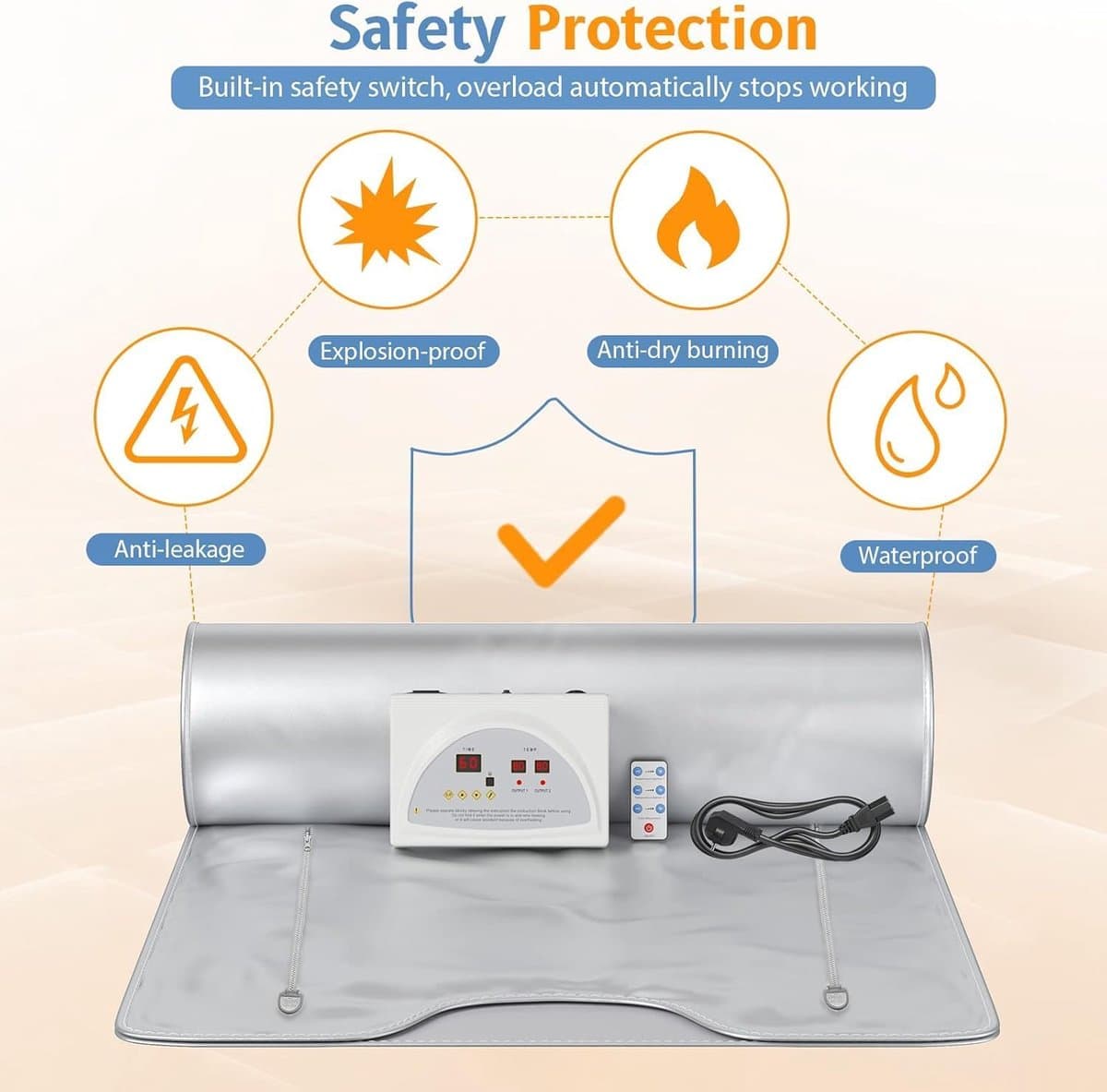 Infrarood Saunadeken met 2 Verwarmingszones – Digitale Detox Saunadeken tot 80°C – Oxford Sauna Blanket met Afstandsbediening – Thuis Sauna voor Ontspanning en Warmtetherapie thumbnail 4