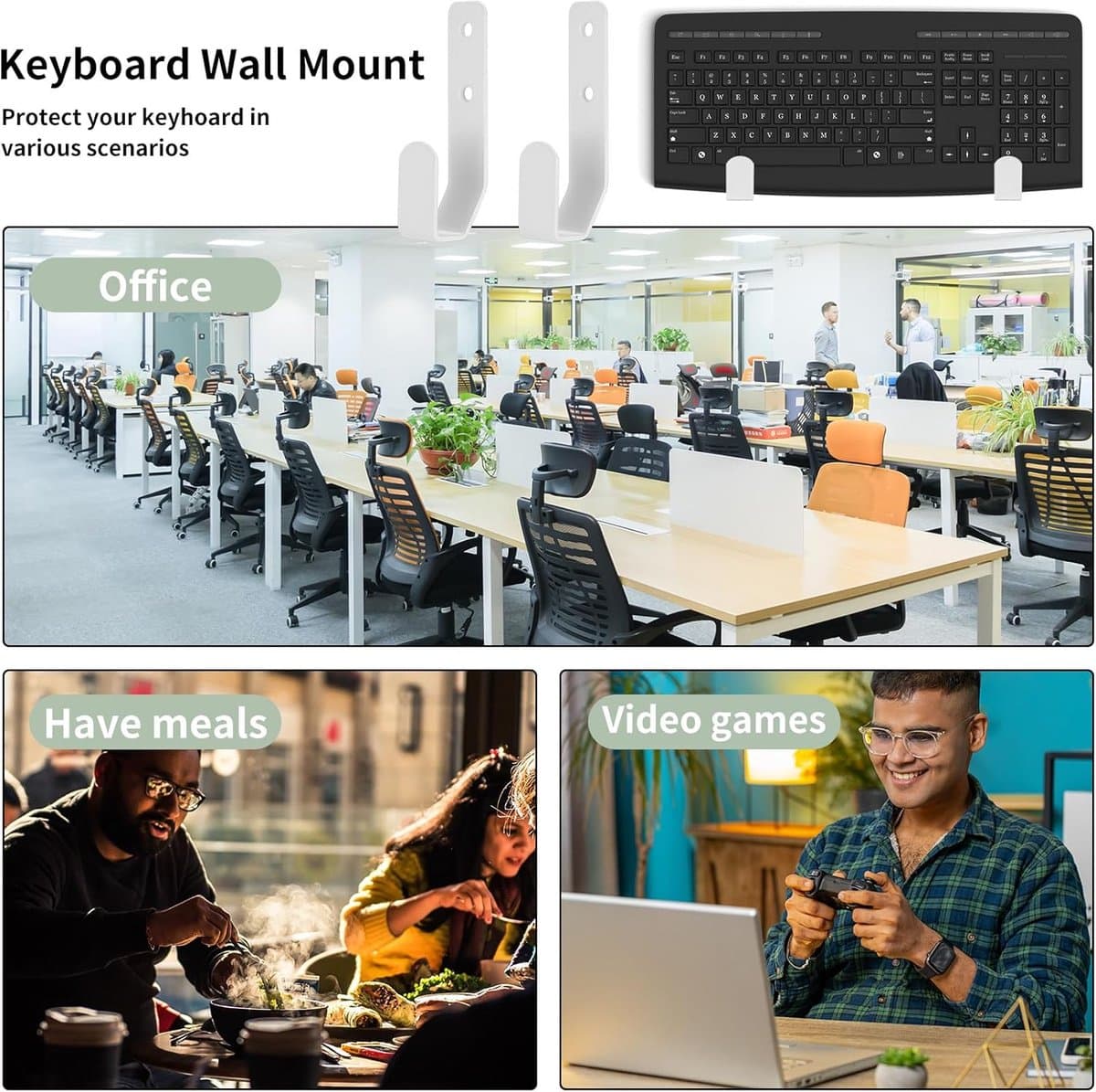 8 Stuks Universele Metalen Wandhouders voor Toetsenbord, Tablet, Router en Gaming Accessoires thumbnail 4