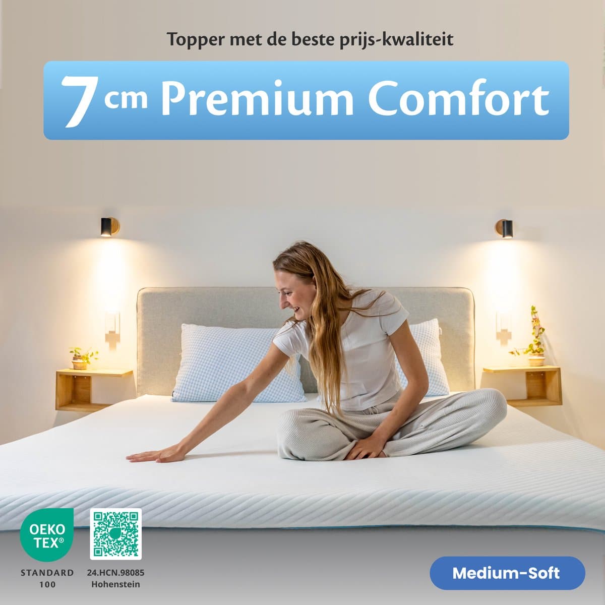 Ella Topper Matras 160x200 cm - 7CM Topdekmatras - Matrastopper Gel Infused Traagschuim & Aircell-schuim - Medium Hardheid thumbnail 2