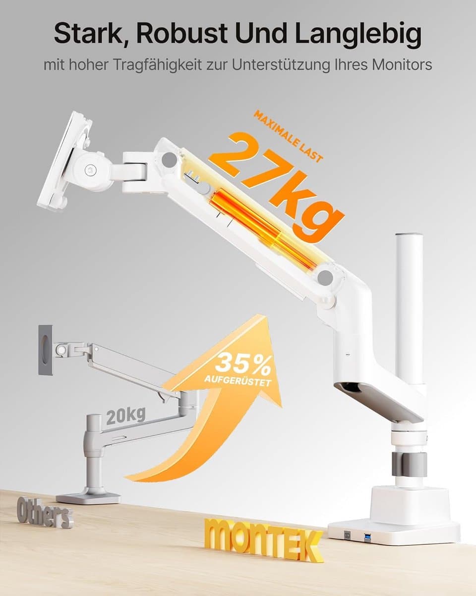 Zware Enkele Monitorarm voor Grote Schermen tot 57 Inch en 27 KG thumbnail 6