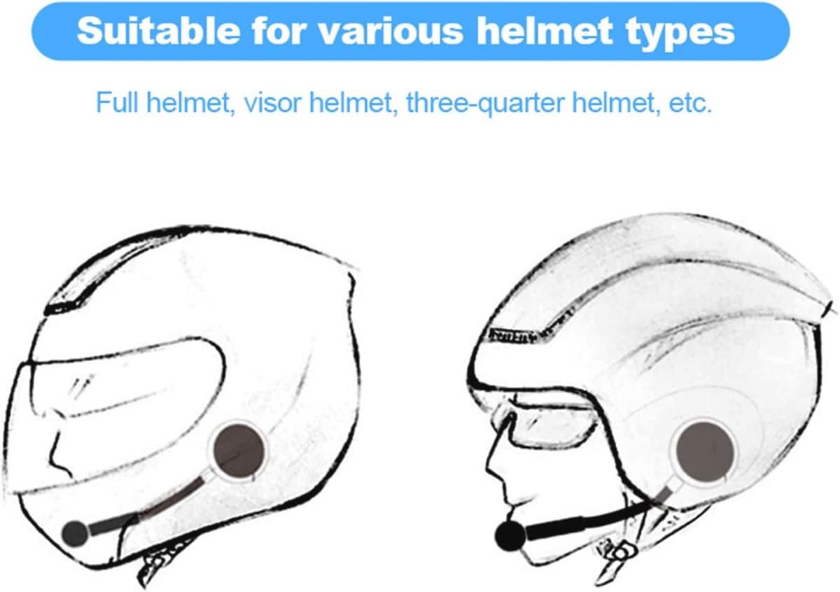 Ultradunne Bluetooth Headset voor Motorhelmen - Handsfree Bellen en USB Opladen thumbnail 2