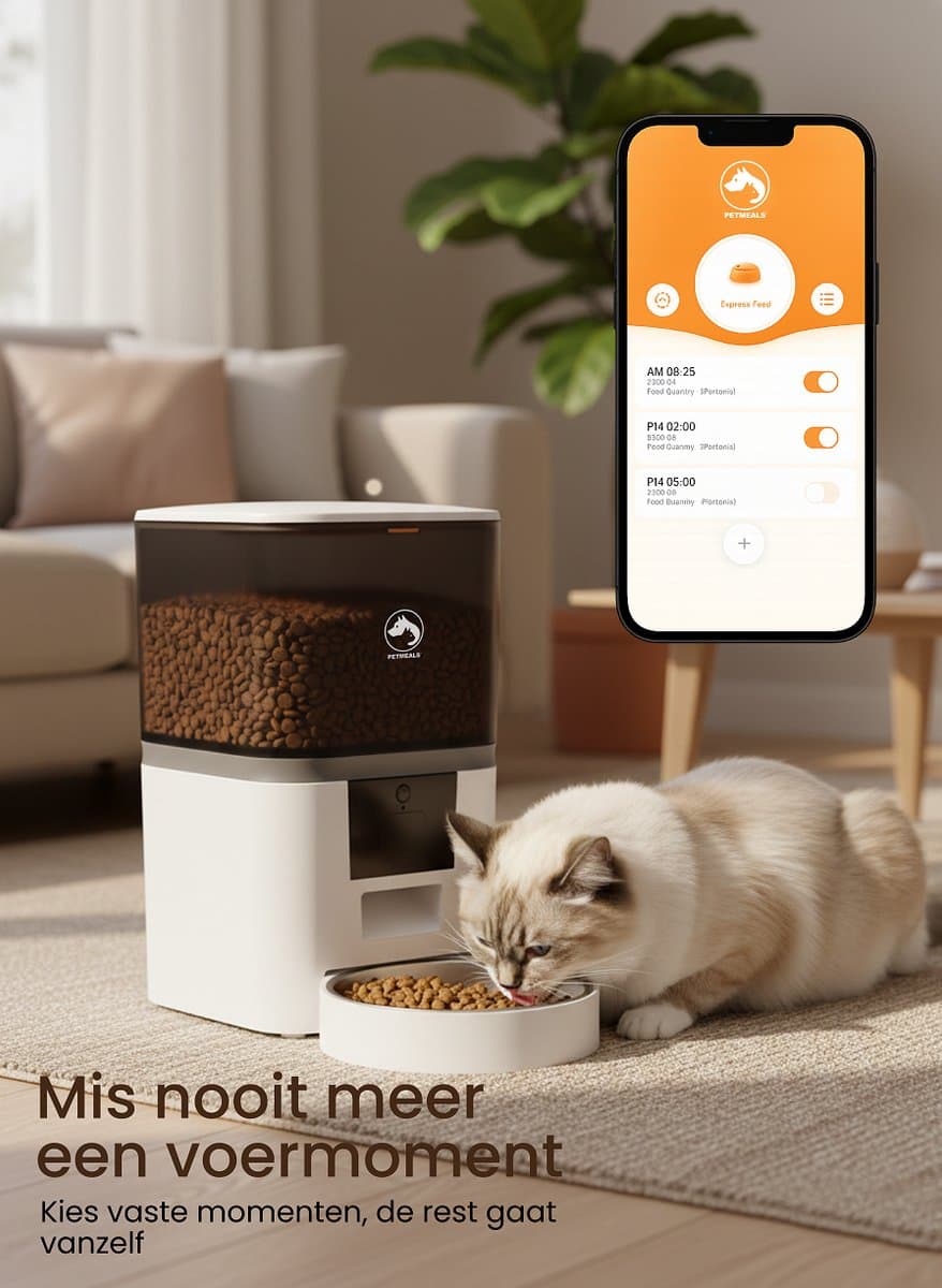 PetMeals® SmartFeed Pro - Automatische Voerbak - WiFi & App Bediening - 6L Inhoud - Voor Katten & Honden - Wit thumbnail 2