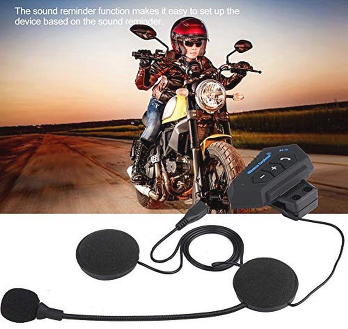 Ultradunne Bluetooth Headset voor Motorhelmen - Handsfree Bellen en USB Opladen thumbnail 7