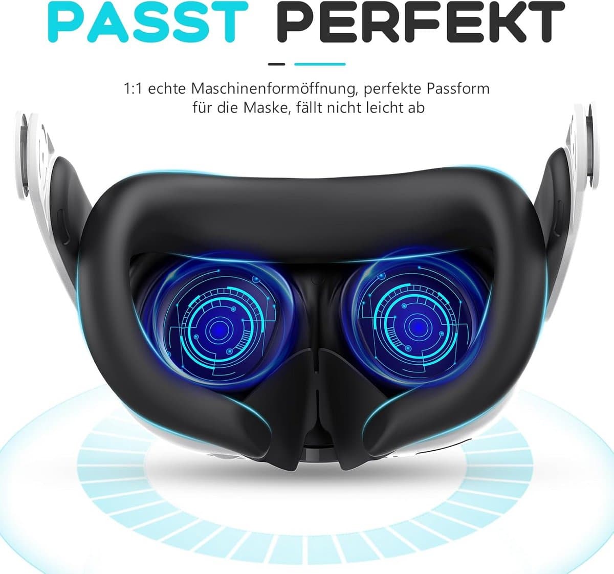 Siliconen Oogmasker voor VR, Zweetbestendig en Lichtdicht, Comfortabel VR-accessoire voor Meta Quest 3 (Zwart) thumbnail 7