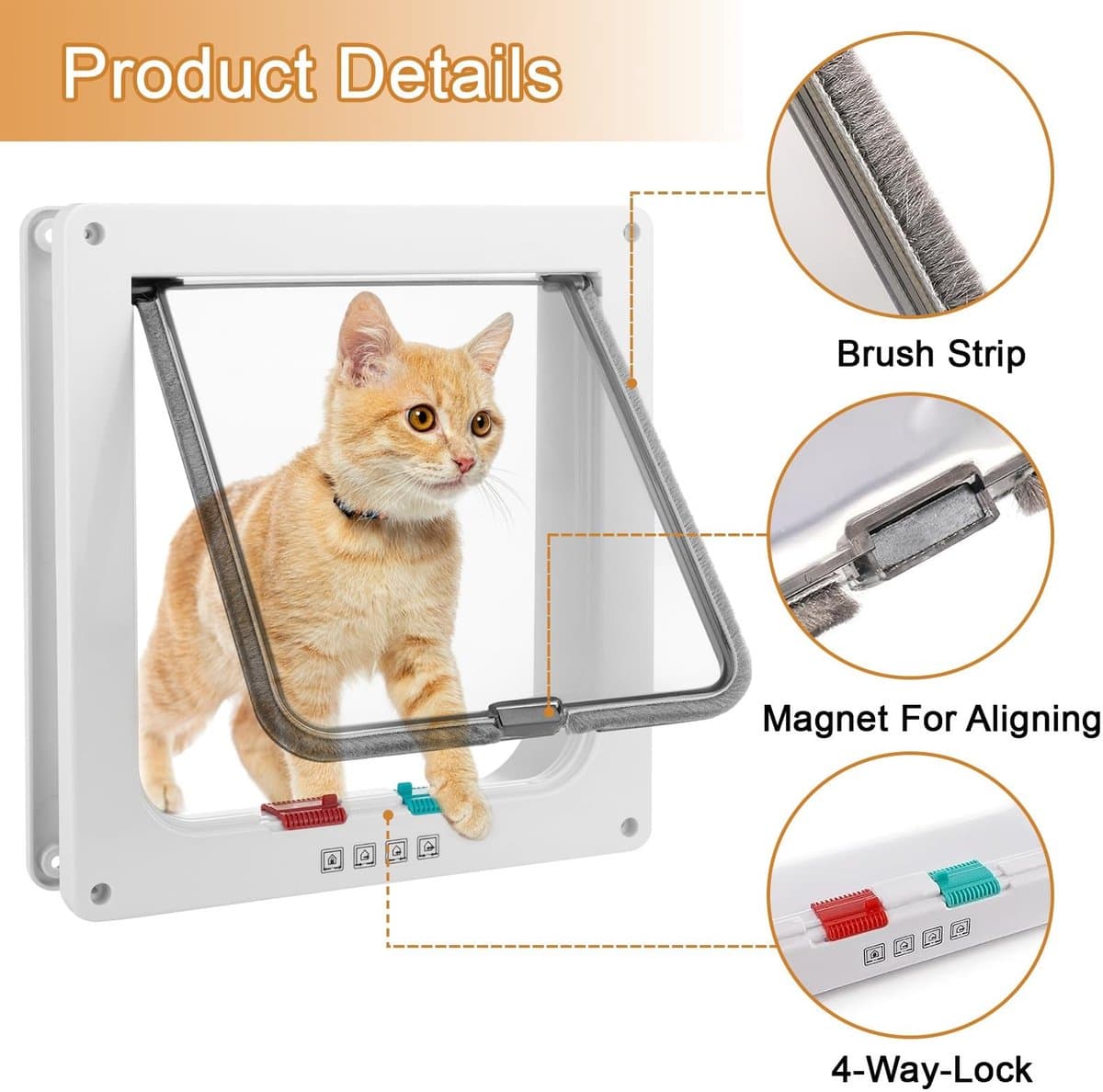Dailygoods- Kattenluik met microchip - 4-weg slot - Kattenluik binnendeur - Waterdicht - Afdichtingsstrips - Stevig ABS-kunststof - Huisdierdeur thumbnail 3