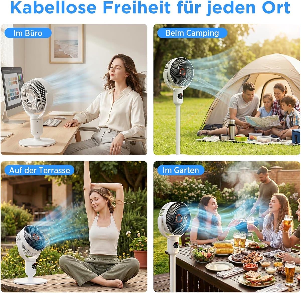 OLOEY Lepwings Fluisterstille 2-in-1 Tafel- Staande Ventilator met Afstandsbediening - 10400 mAh Accu - USB-C Oplaadbaar - 90° Oscillatie & 120° Kantelbaar - Ideaal voor Slaapkamer- Kantoor & Camping thumbnail 7