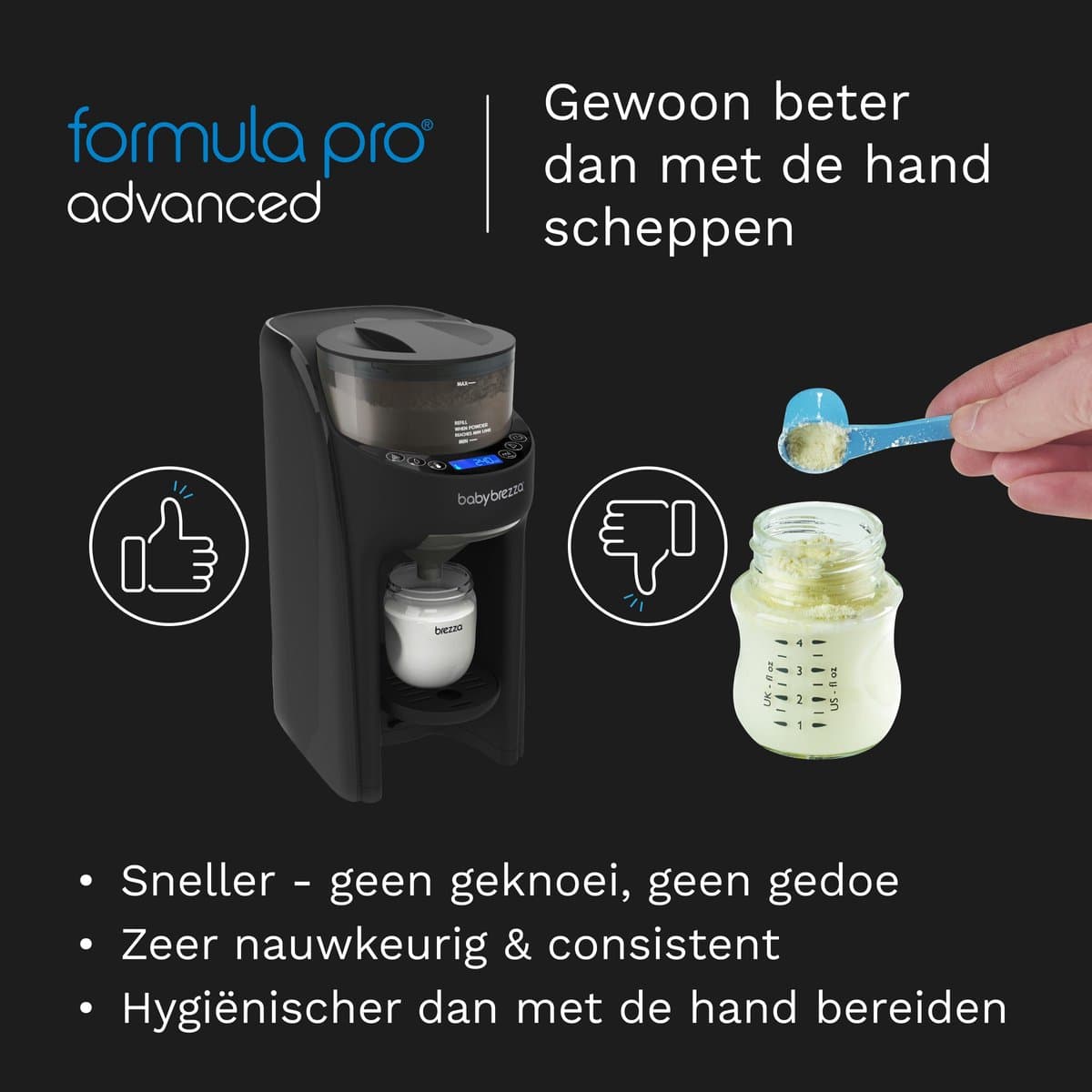 Baby Brezza Formula Pro Advanced – Automatische Flesvoeding Maker – Babyfles Apparaat – All Black thumbnail 8