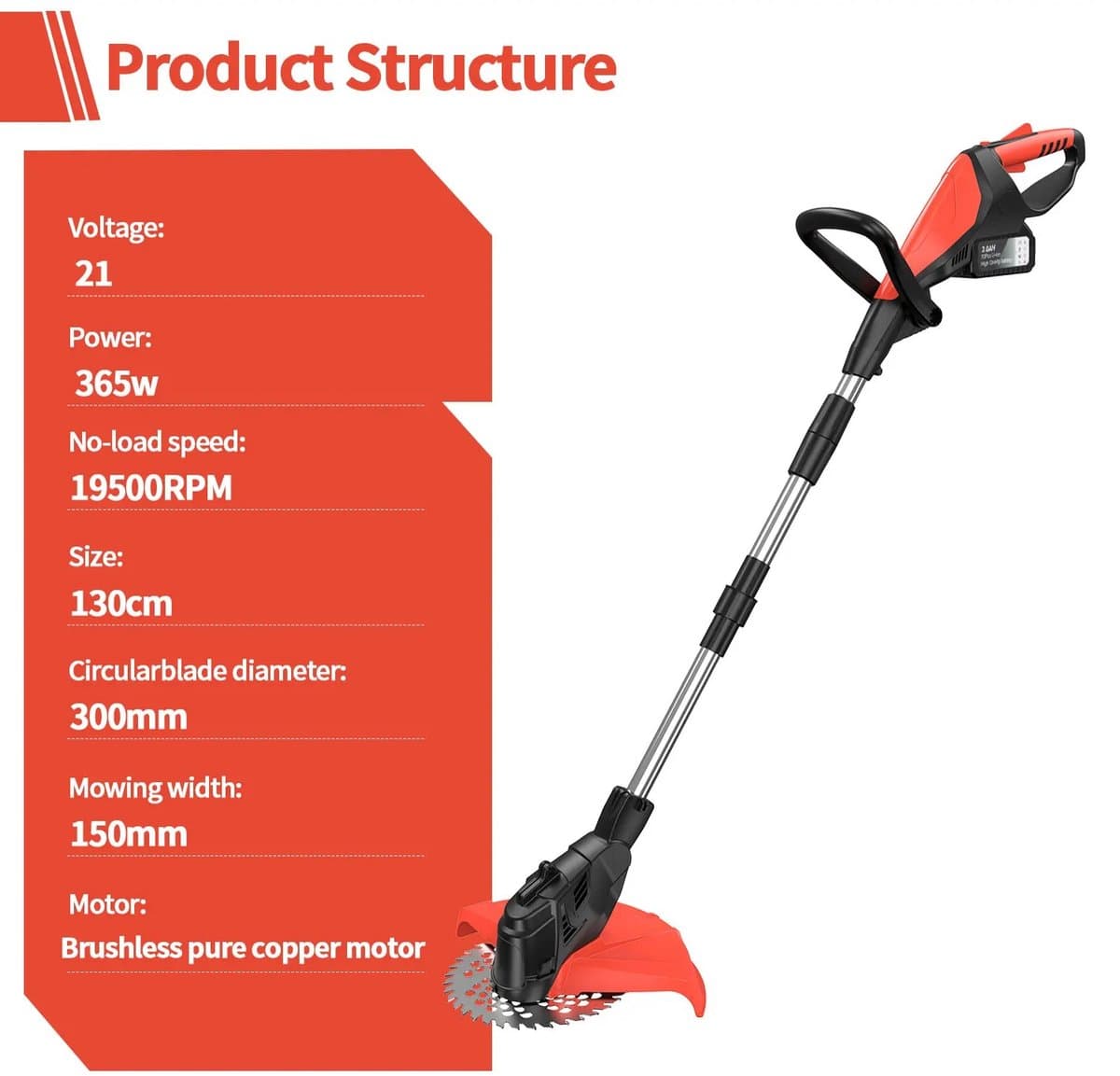 Dailygoods 9 inch borstelloze elektrische grasmaaier, telescopische grastrimmer, snoerloze tuin grasmaaier, trimmer gere thumbnail 2