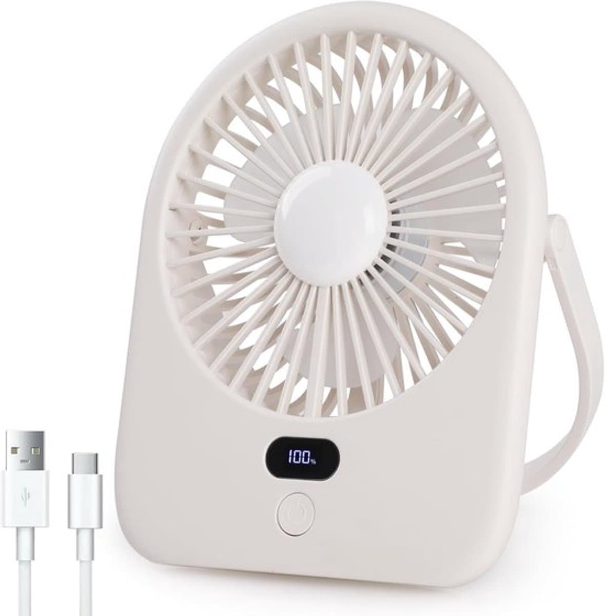 Solvix tafel ventilator geluidloos - Draagbare Tafelventilator - Donkergroen - Oplaadbare 1200mAh Batterij - 5 Snelheden - Voor Kantoor, Thuis en Kamperen thumbnail 3