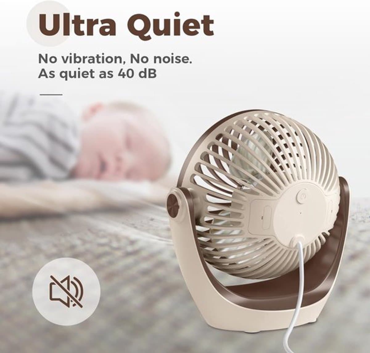 Solvix tafel ventilator geluidloos - USB Desk Fan - Zwart - Krachtige Luchtstroom - Stil in Gebruik - Voor Thuis en Kantoor thumbnail 3