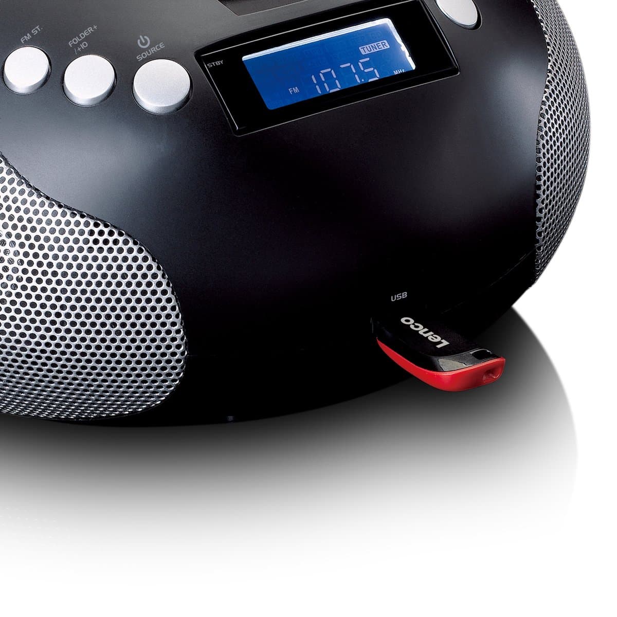 Lenco SCD-331BK Draagbare CD Speler - Radio met Bluetooth, MP3 en USB - Werkt op Batterijen en Netstroom - Zwart thumbnail 8