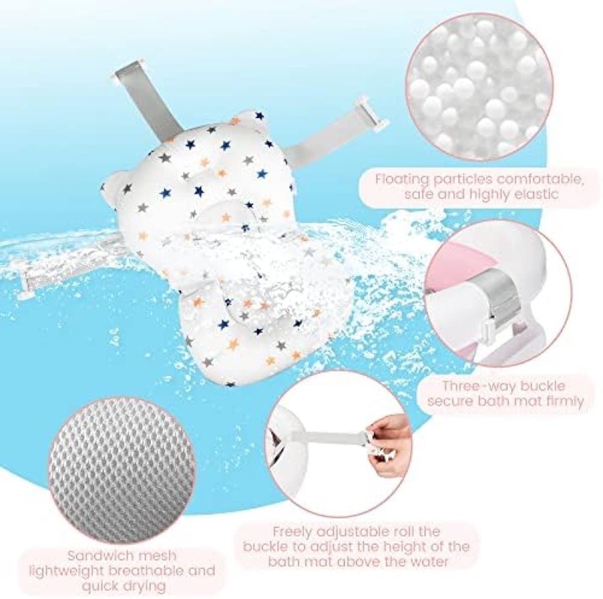 Grote Babybadkuip Met Temperatuursensor, Opvouwbare Babybadkuip Met Kussenpad, Antislip Steunpoot, Inklapbare Kuip Voor Peuter Baby Kinderen Badderen | Shampoo Beker thumbnail 4