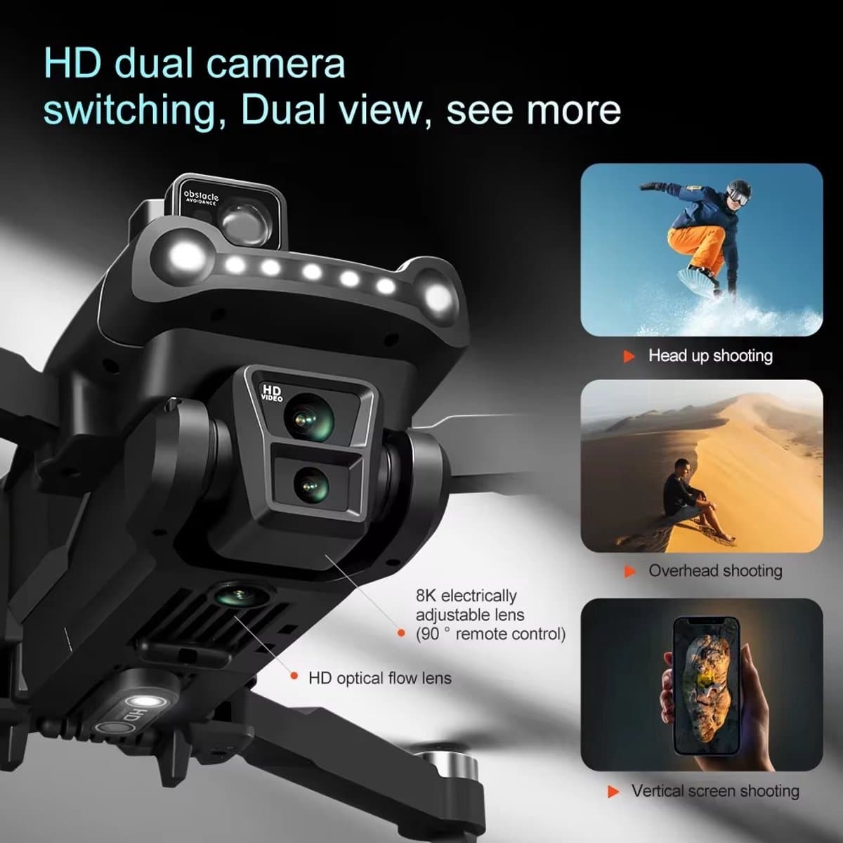 V918 Drone - 8K - Gps - Professionele - Hd Camera - Opvouwbaar - Quadcopter - Dual-Camera - 25 minuten vliegtijd - 3 KM bereik - 5GHz Wifi FPV -1 click return- GPS - 8K camera's - 1 batterij - Hindernisvermijding - Zonder Vliegbewijs thumbnail 5