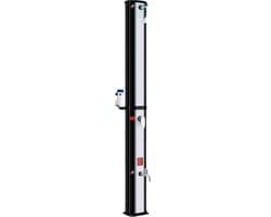 Vrijstaande Buiten Douche - Zwart & Zilver - Tuindouche - Sauna douche - 360° Zonne-energie Douchekop en Voetspoeluitloop - Temperatuurregeling tot 60°C - Met Deksel - 60L