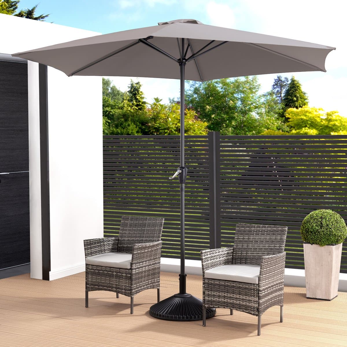ACAZA Parasol - Stokparasol - Parasols - Taupe - 300 cm diameter - ALUMINIUM - Tuinparasol - Ronde Parasol - Waterdicht thumbnail 4