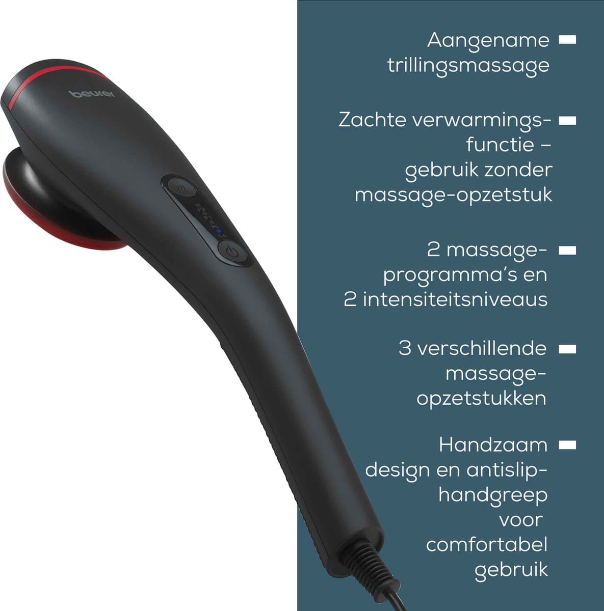 Beurer MG 24 Massageapparaat met Warmtefunctie – Vibrerende Massage voor Spieren – 3 Opzetstukken – 2 Intensiteiten – 2 Programma’s – Ontspannend & Gebruiksvriendelijk - 3 Jaar Garantie thumbnail 3