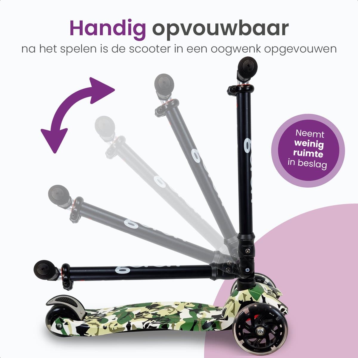 Gofun Kinderstep - Lichtgevende Wielen - Opvouwbaar - Step 3-8 jaar - Verstelbaar - Antislip - 85 x 58 x 23 cm - Zwart thumbnail 7