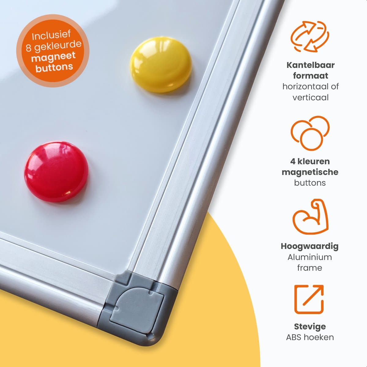 Goliving Whiteboard met Stiften - 60 x 90 cm - Magnetisch bord - Weekplanner - Schoolbord - Emaille Magneetbord thumbnail 3