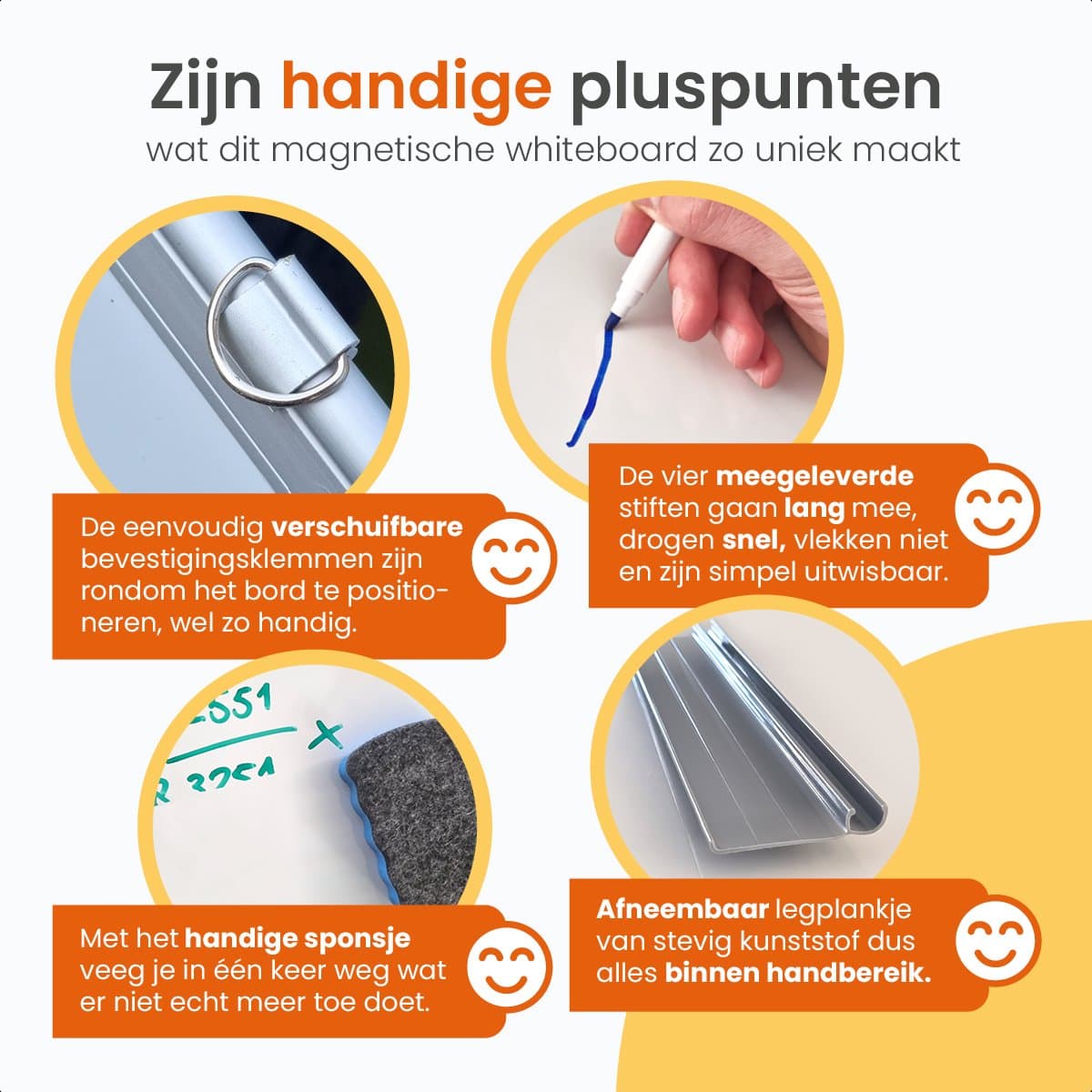 Goliving Whiteboard met Stiften - 60 x 90 cm - Magnetisch bord - Weekplanner - Schoolbord - Emaille Magneetbord thumbnail 2
