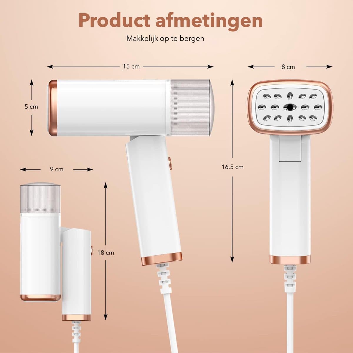 Cleanforce Kledingstomer - Reisvriendelijk - Handstomer - Ontkreuker - Stoomstrijkijzer - Stoomapparaat Kleding thumbnail 8