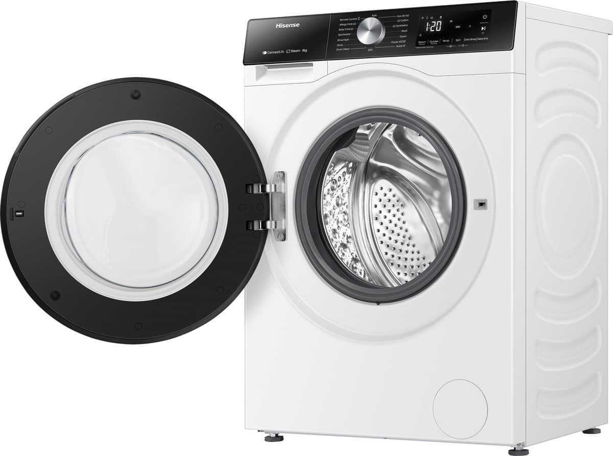 Hisense WF3S8043BW3 8 kg wasmachine met stoom