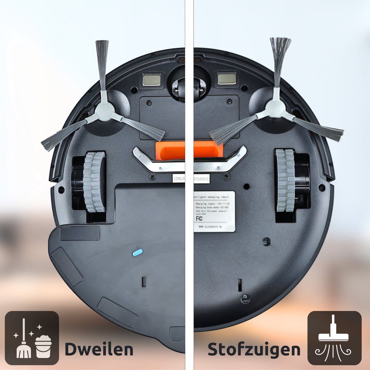 CleanDays Robotstofzuiger met dweilfunctie - Slimme navigatie - Dweilrobot - Robotstofzuiger met laadstation - Werkt met huisdieren - Inclusief Nederlandstalige app & afstandsbediening - D2-001 thumbnail 4