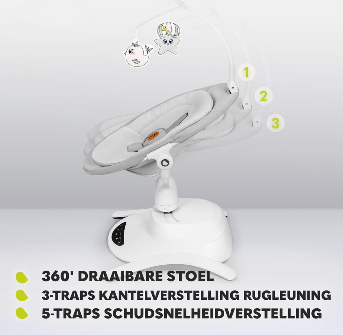 Elektrische Wipstoel - Elektrische Babyschommel - Schommelstoel - Baby Swing - Premium thumbnail 8