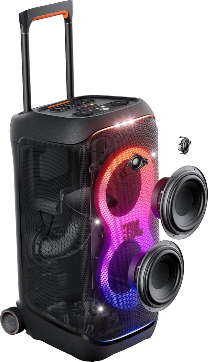 JBL Partybox Stage 320 - Draadloze Bluetooth Party Speaker - Op Wielen - Uitschuifbare Hangreep - LED verlichting - 18 uur - Spatwaterdicht - Zwart thumbnail 6