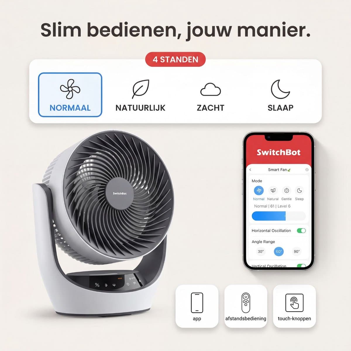 SwitchBot Battery Circulator Fan met accu en app thumbnail 4