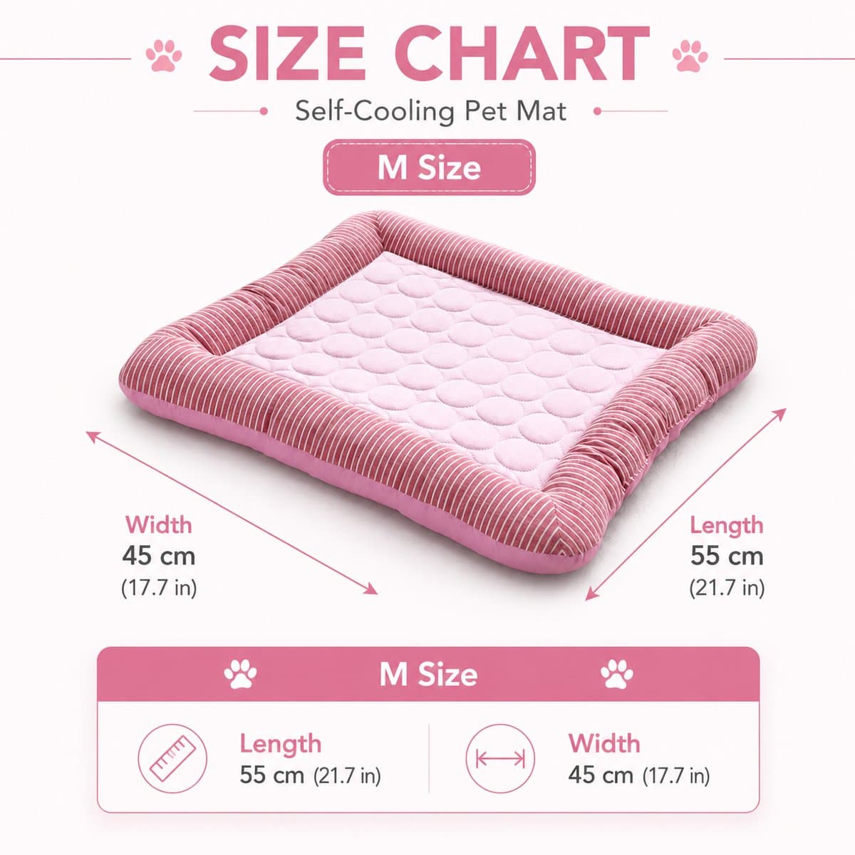 Zelfkoelende Koelmat Hond - M-55*45cm-Comfortabel Koelkussen en Ademende Ijszijde Hondenmand - Wasbare Koeldeken voor Honden en Katten - Roze thumbnail 2