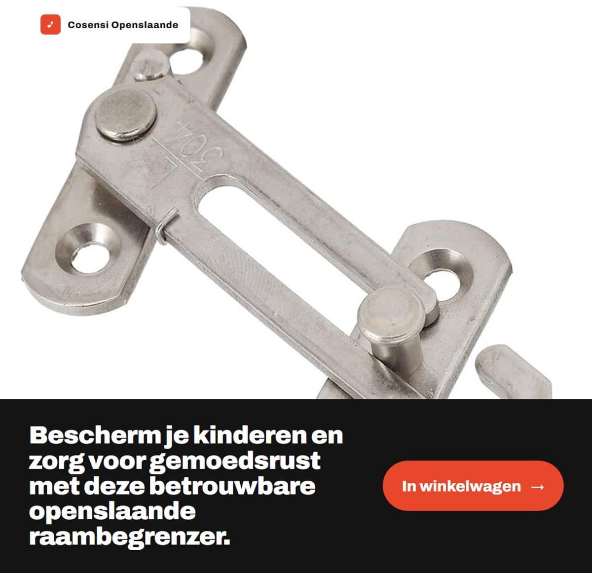 Dailygoods- Raambegrenzer Robuust en Duurzaam - Raamvastzetter - Raambeveiliging Kind - Raamuitzetter - Veiligheidsbeugel - Roestvrij Staal - Raamstopper thumbnail 7