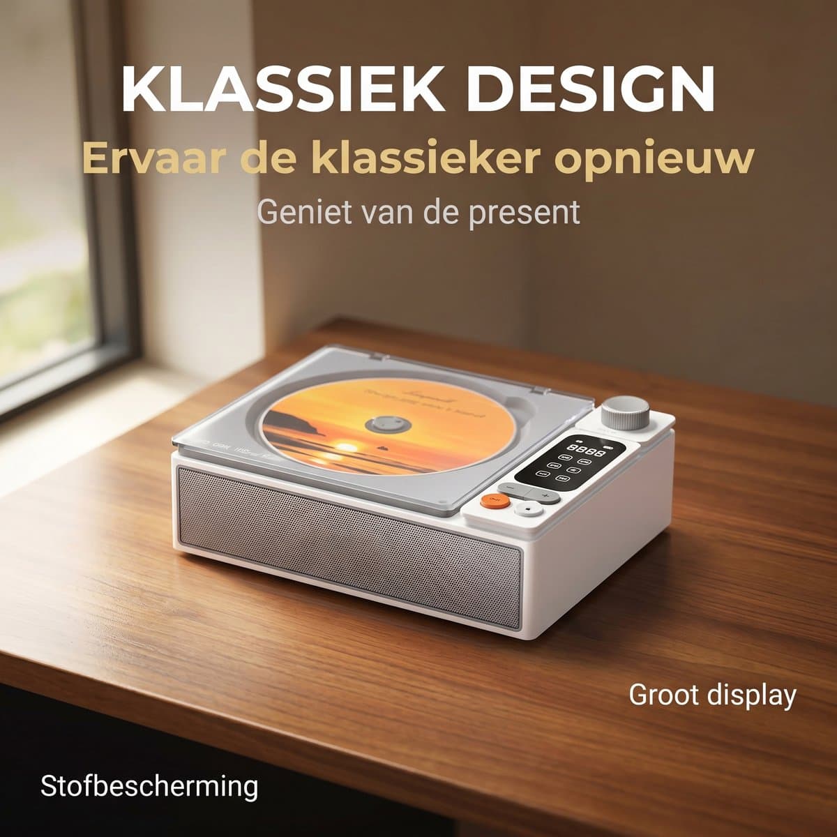 Fokelyi CD Speler - Bluetooth-speler - FM Radio - Retro Radio - Draagbare - Luidsprekers - Ondersteunt CD/AUX/USB-ingang thumbnail 5