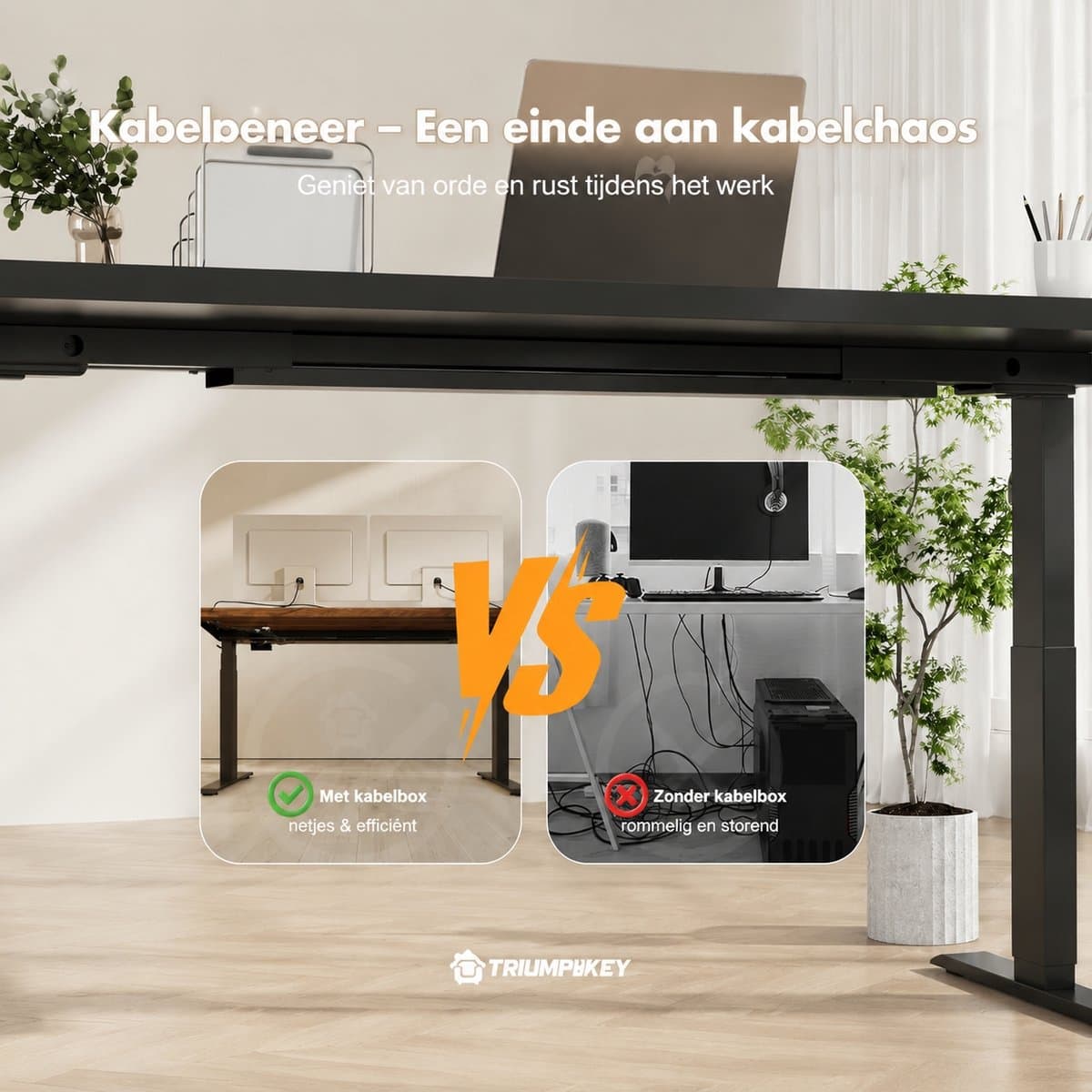 Devoko Elektrisch Zit-Sta Bureau 160x80 cm - Elektrisch Verstelbaar Bureau - In Hoogte Verstelbaar 63-128 cm - 25 mm FSC Tafelblad - Dubbele Motor - 125 kg - Zwart thumbnail 3